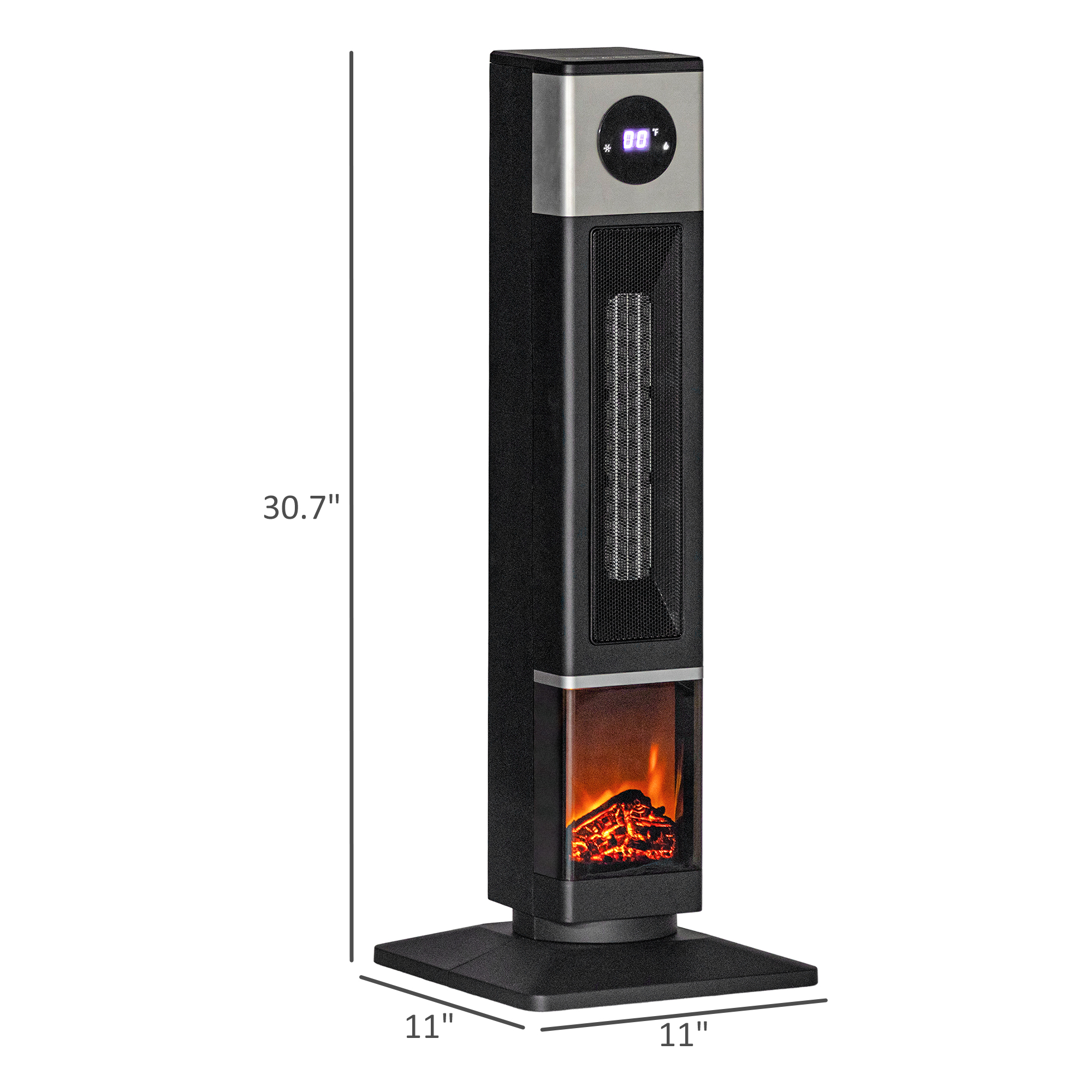 31" Freestanding Electric Heater With Oscillation, Remote Control & 12H Timer For Indoors, 1400W, Black_voghion.com