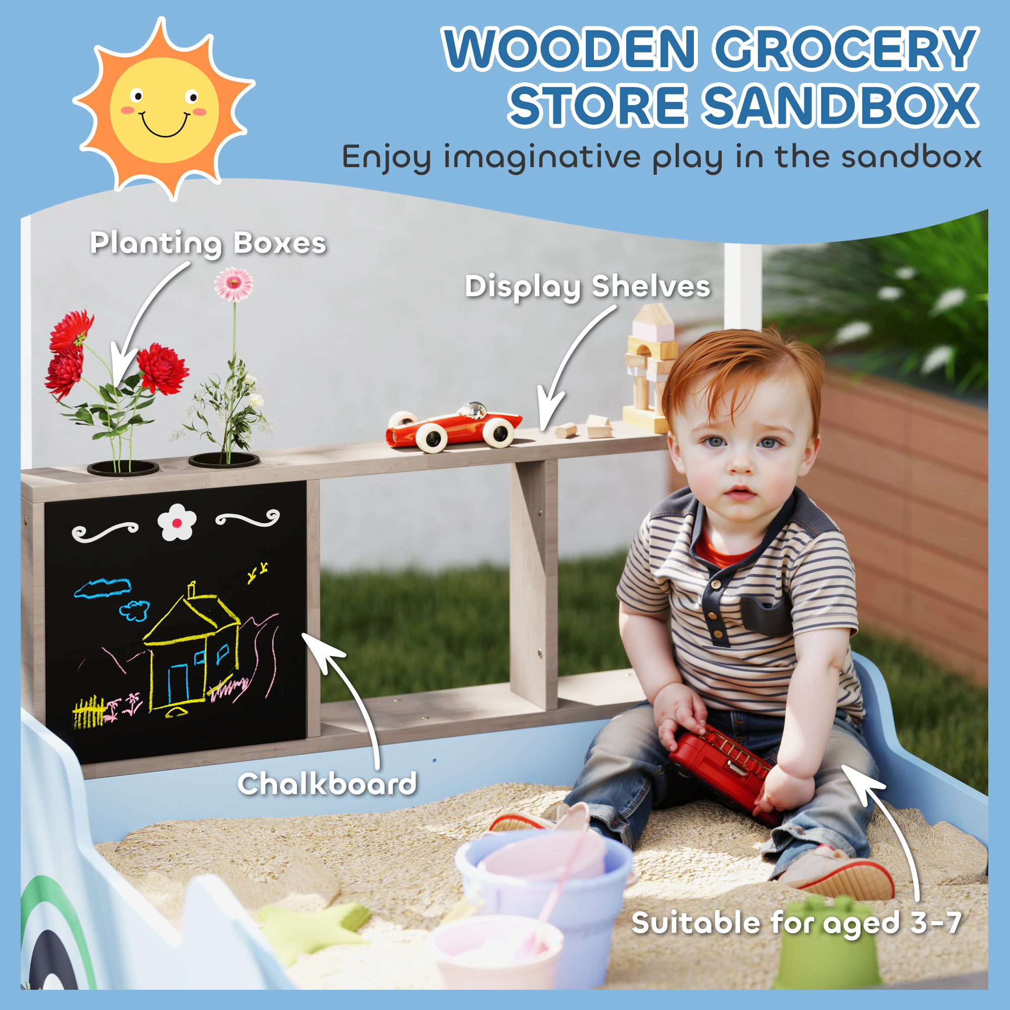 Wooden Kids Sandbox with Canopy, picture 4 of 4