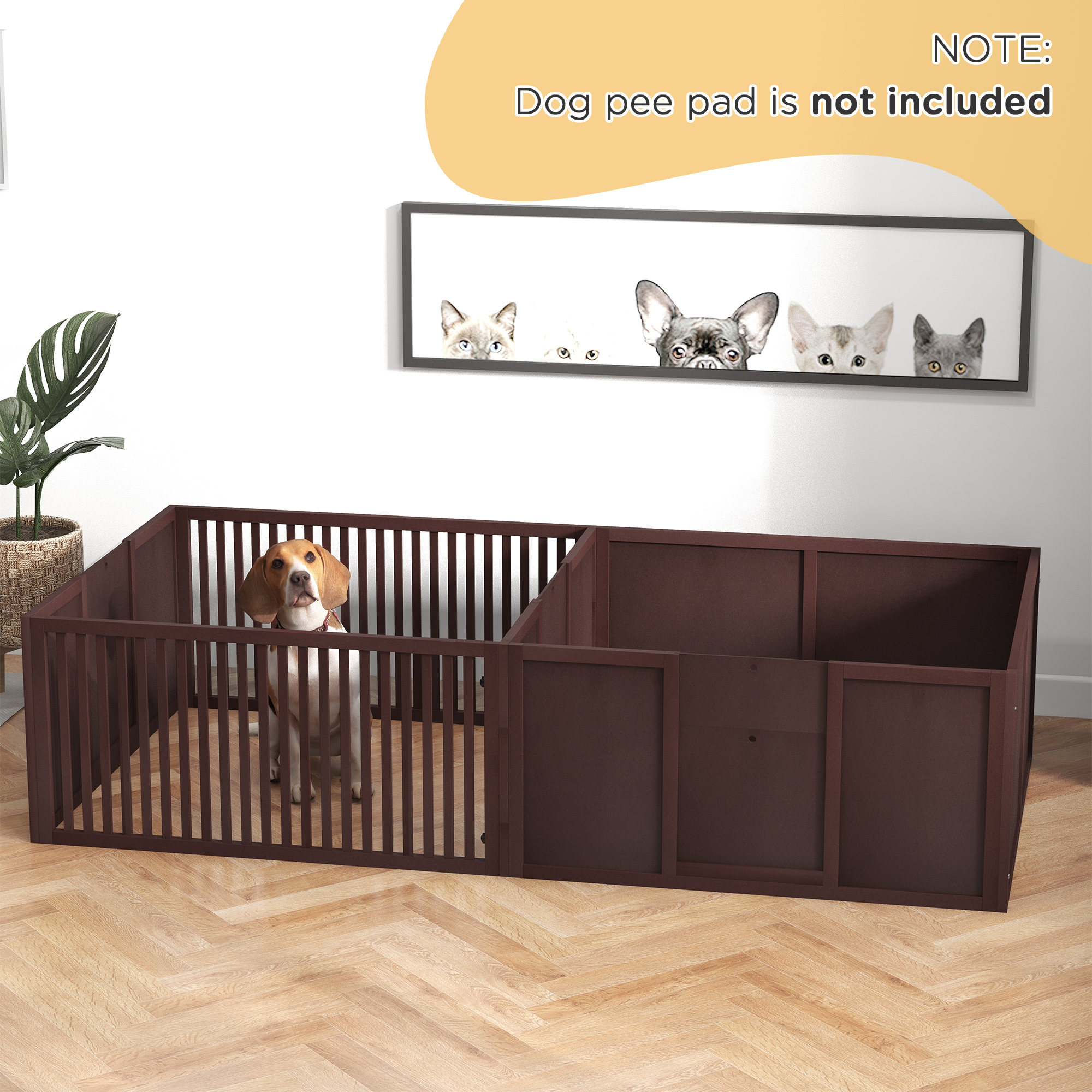 Whelping Box For Dogs Built For Mother's Comfort, Dog Whelping Pen With Removable Doors, Puppy Playpen For Indoors, Newborn Puppy Supplies & Essentials, 81" X 39" X 20", Coffee