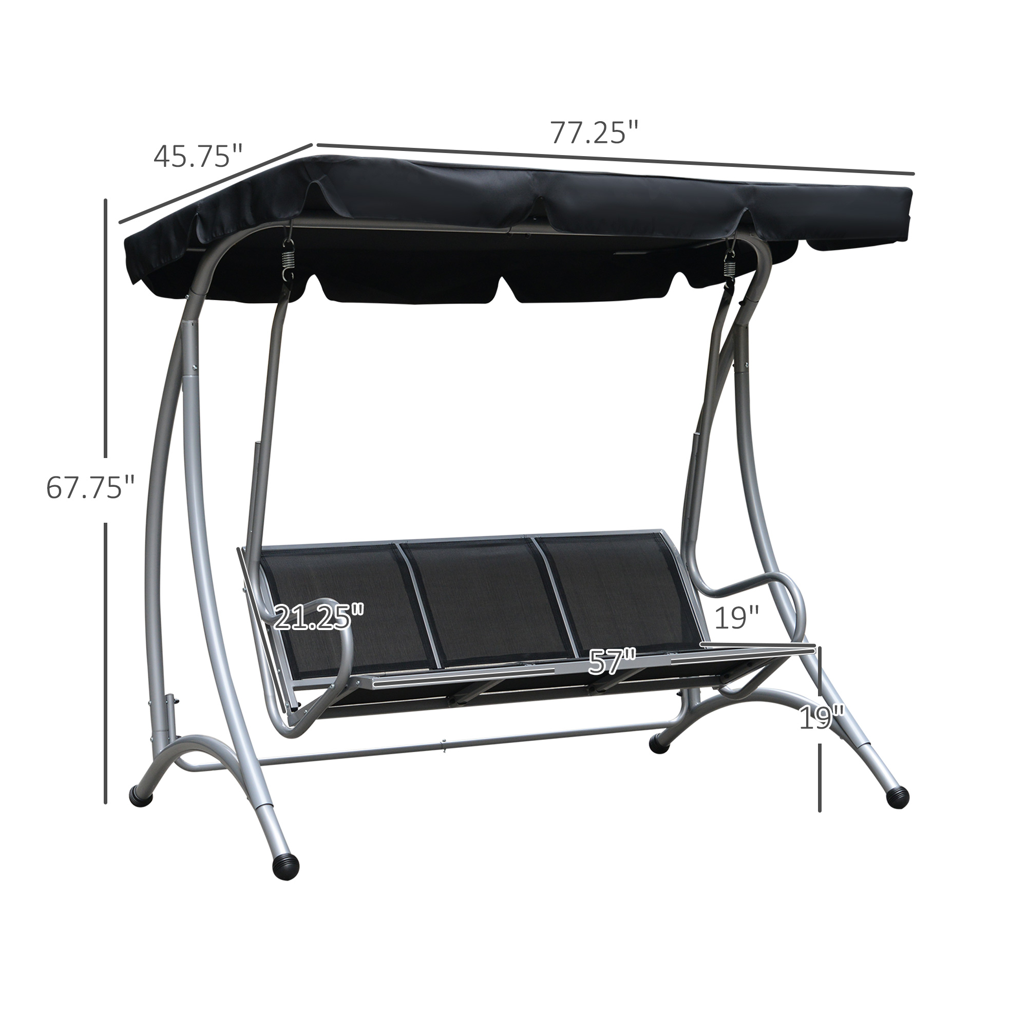 3-Seat Outdoor Porch Swing Chair, picture 3 of 4