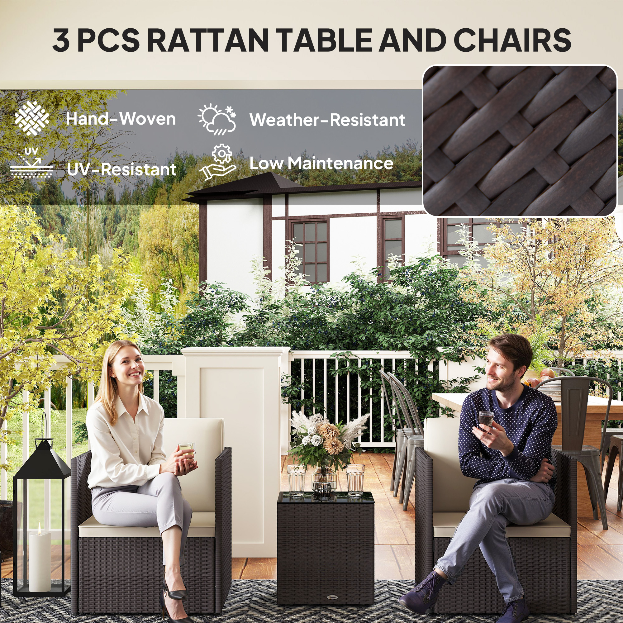 Wicker Bistro Patio Set, picture 2 of 4