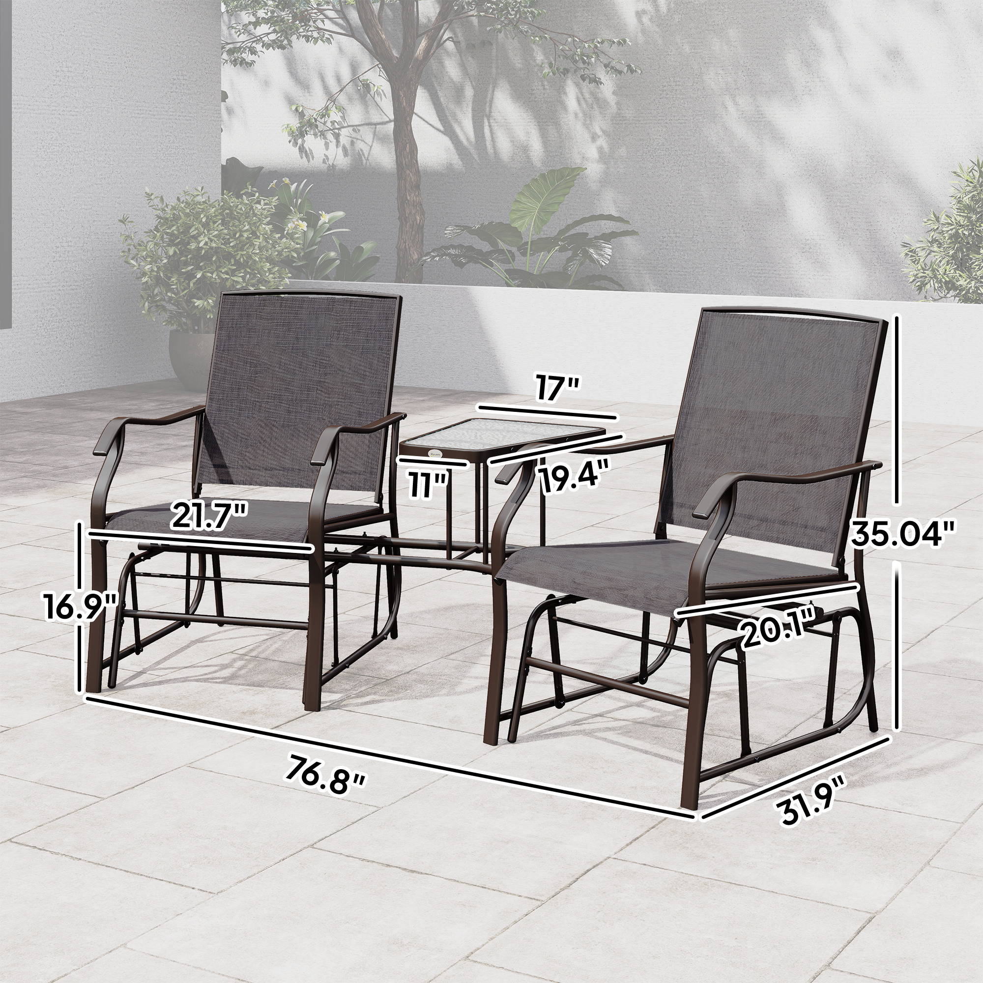 Outdoor Glider Chairs with Coffee Table, picture 5 of 5