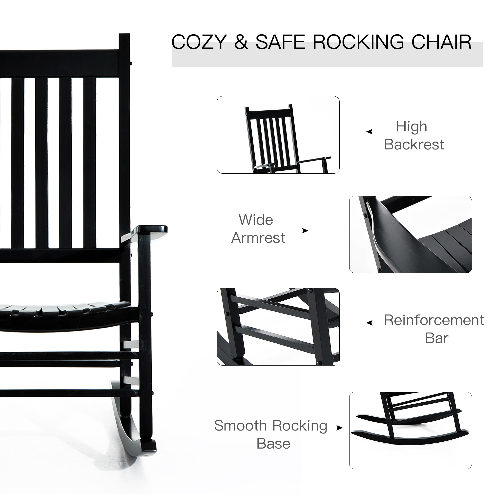 Wooden Outdoor Rocking Chair, picture 2 of 4
