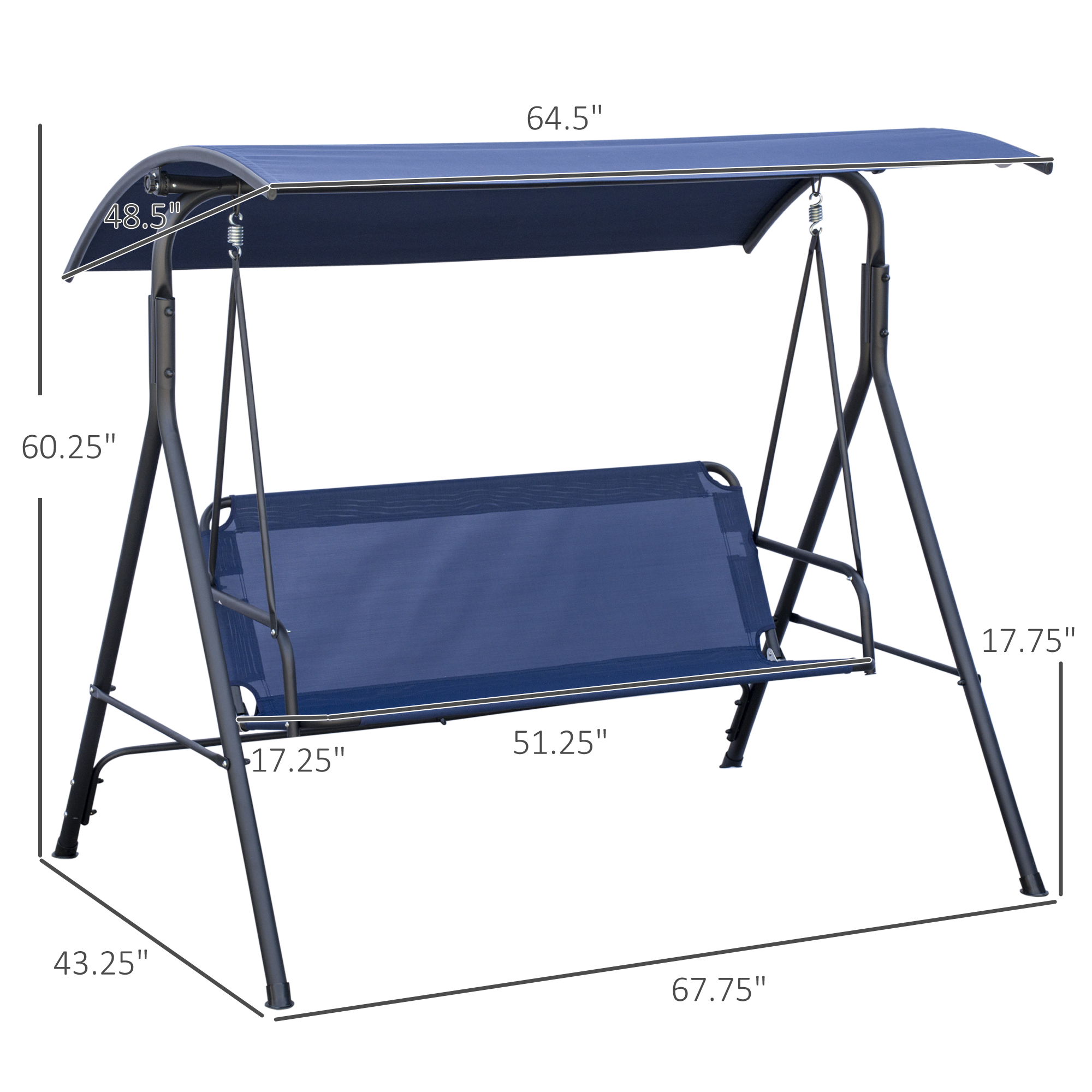 3-Person Porch Swing with Stand, picture 2 of 4