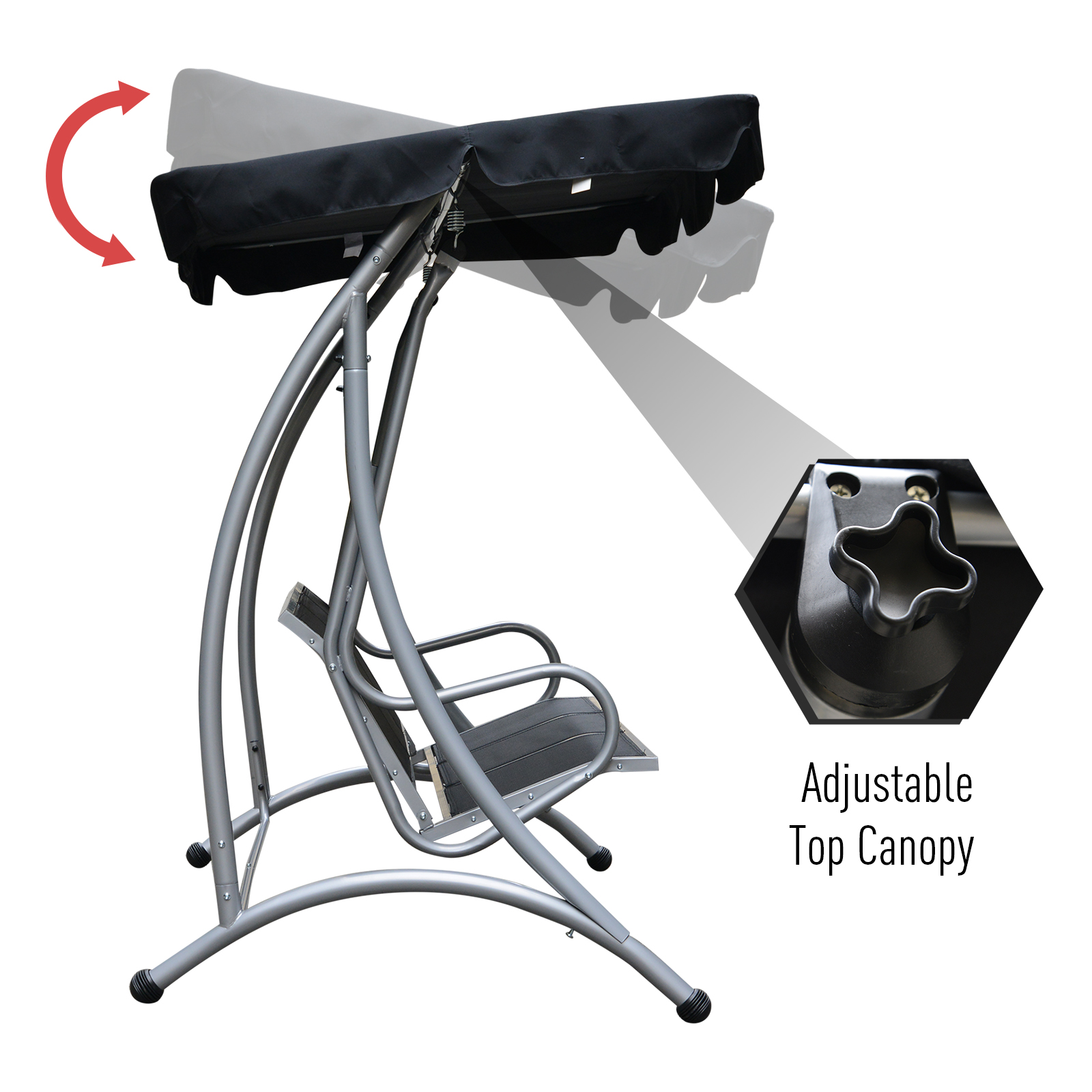 3-Seat Outdoor Porch Swing Chair, picture 4 of 4