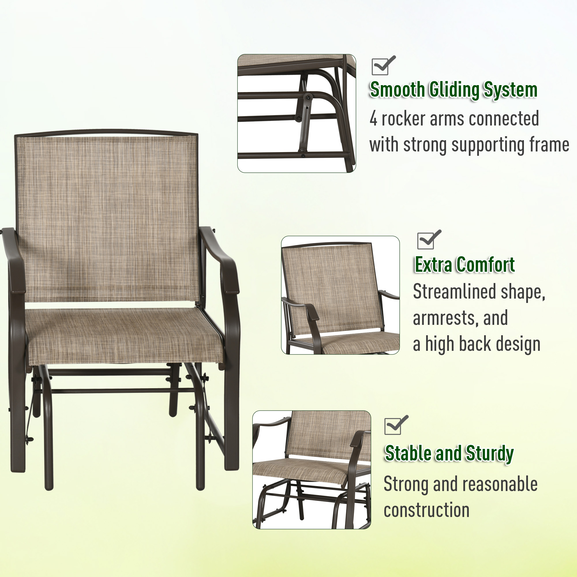 3 Piece Outdoor Glider Chair Set, picture 3 of 4