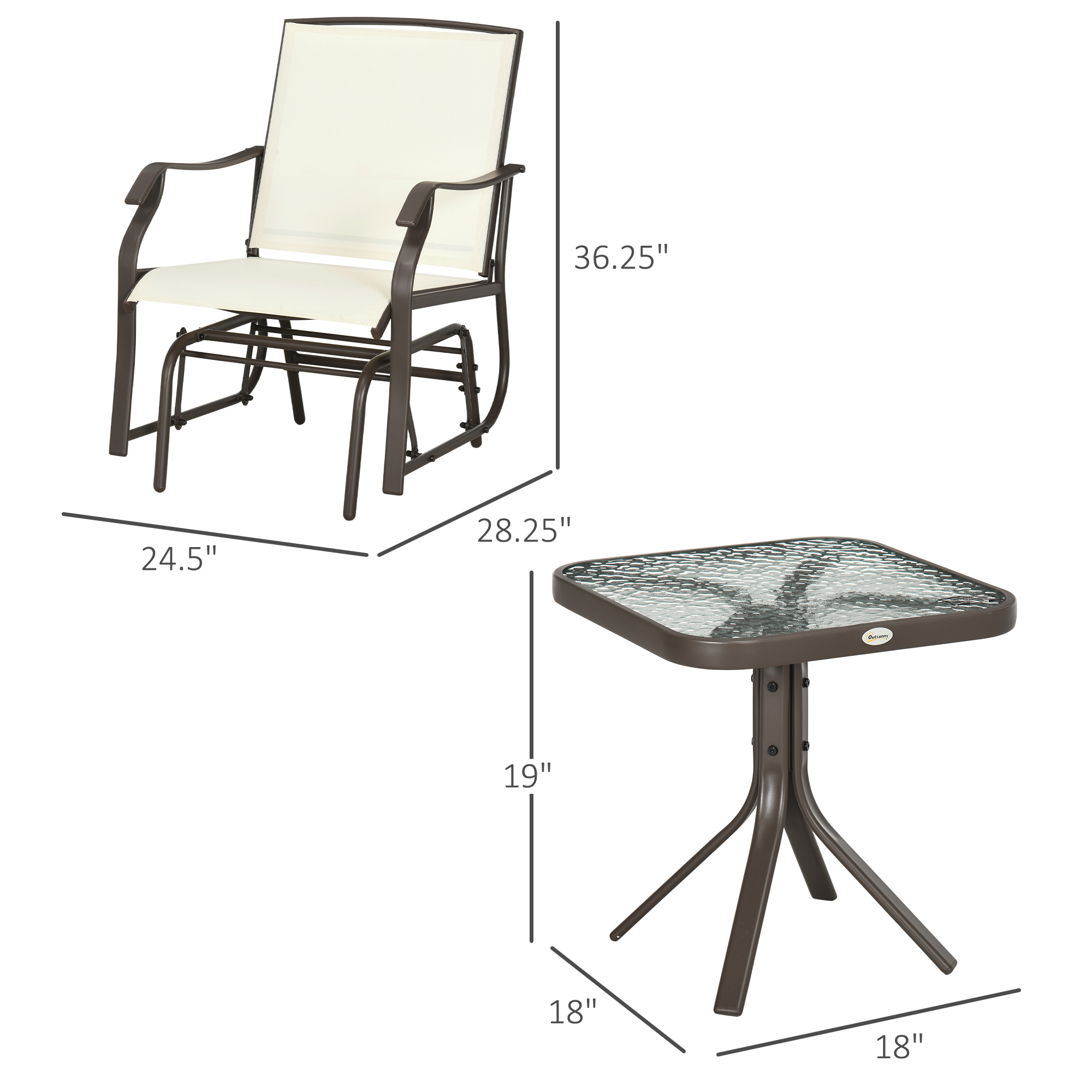 3 Piece Outdoor Glider Chair Set, picture 2 of 4