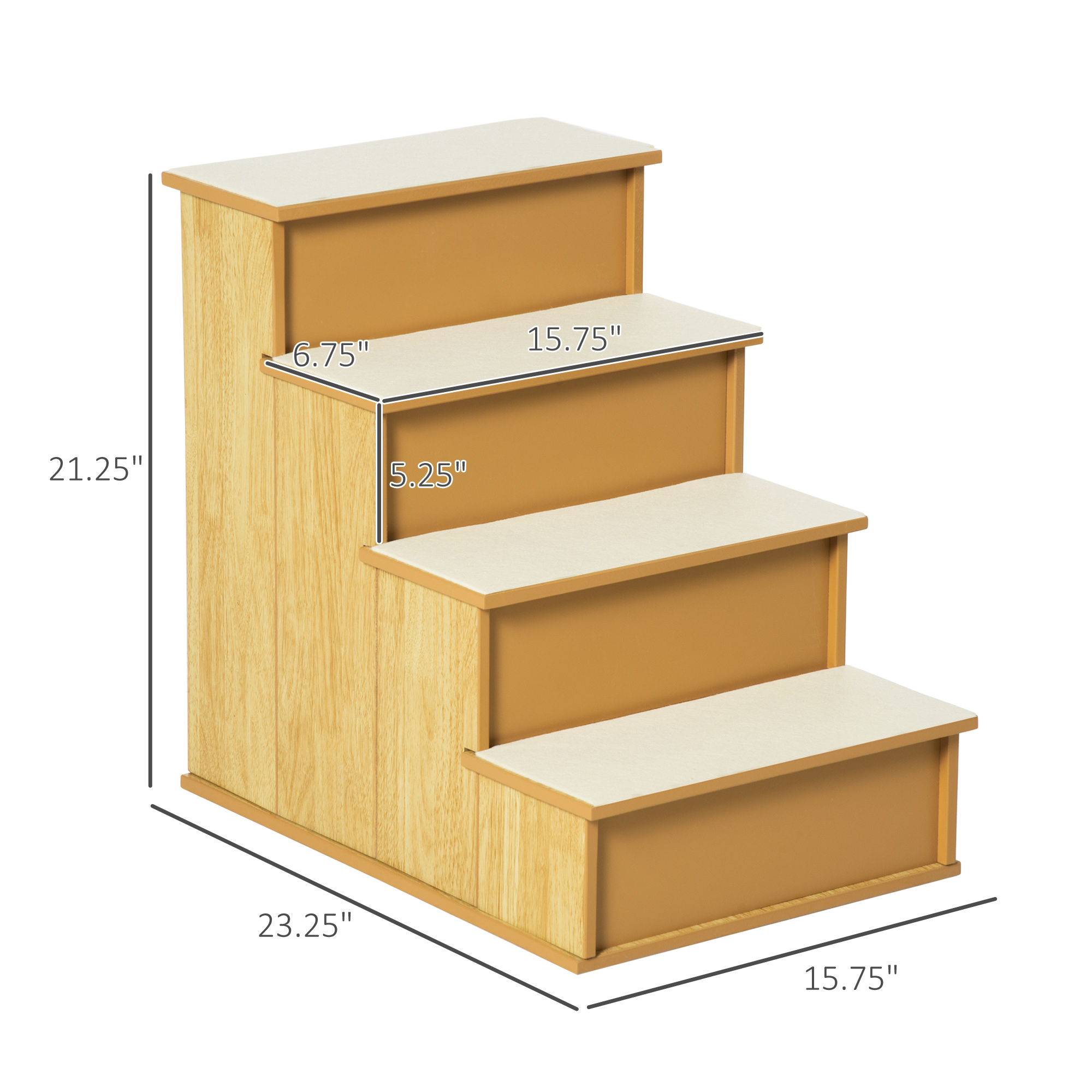 Pet Stairs, Small Pet Steps With Cushioned Removable Covering For Dogs And Cats Up To 22 Lbs, Natural_voghion.com