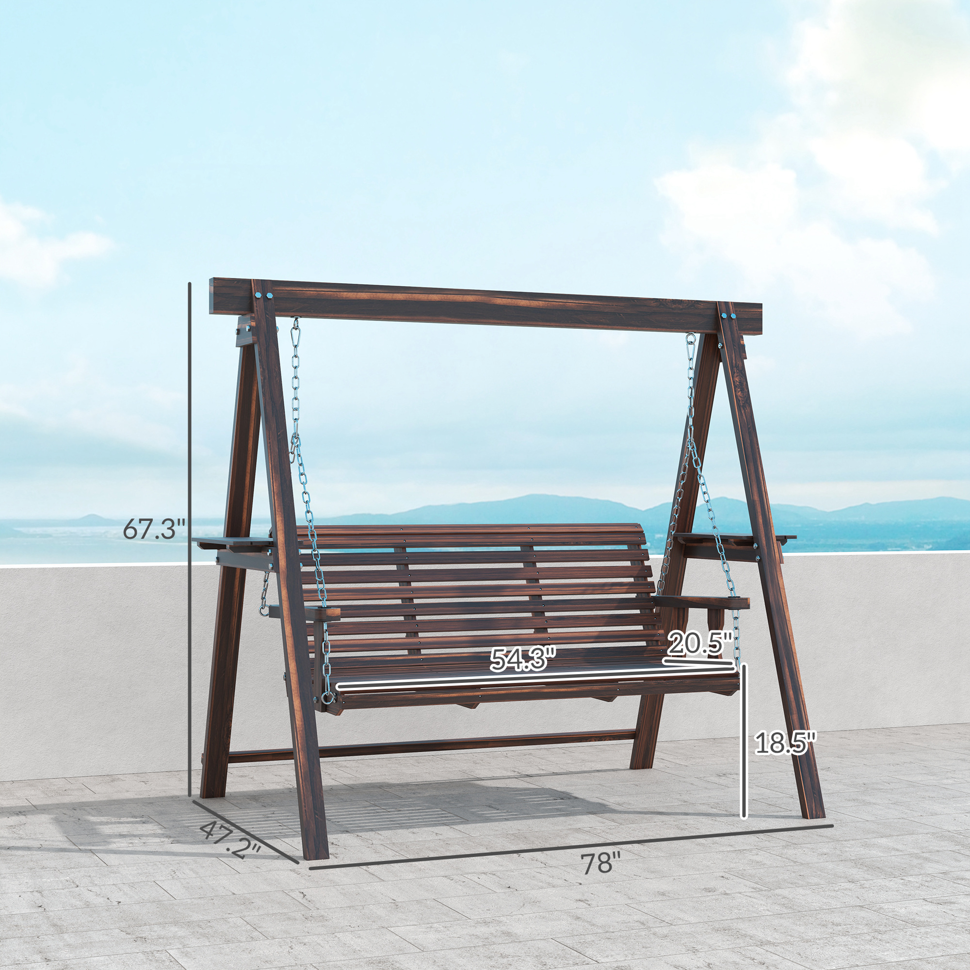 Wooden Porch Swing with Stand, picture 3 of 4