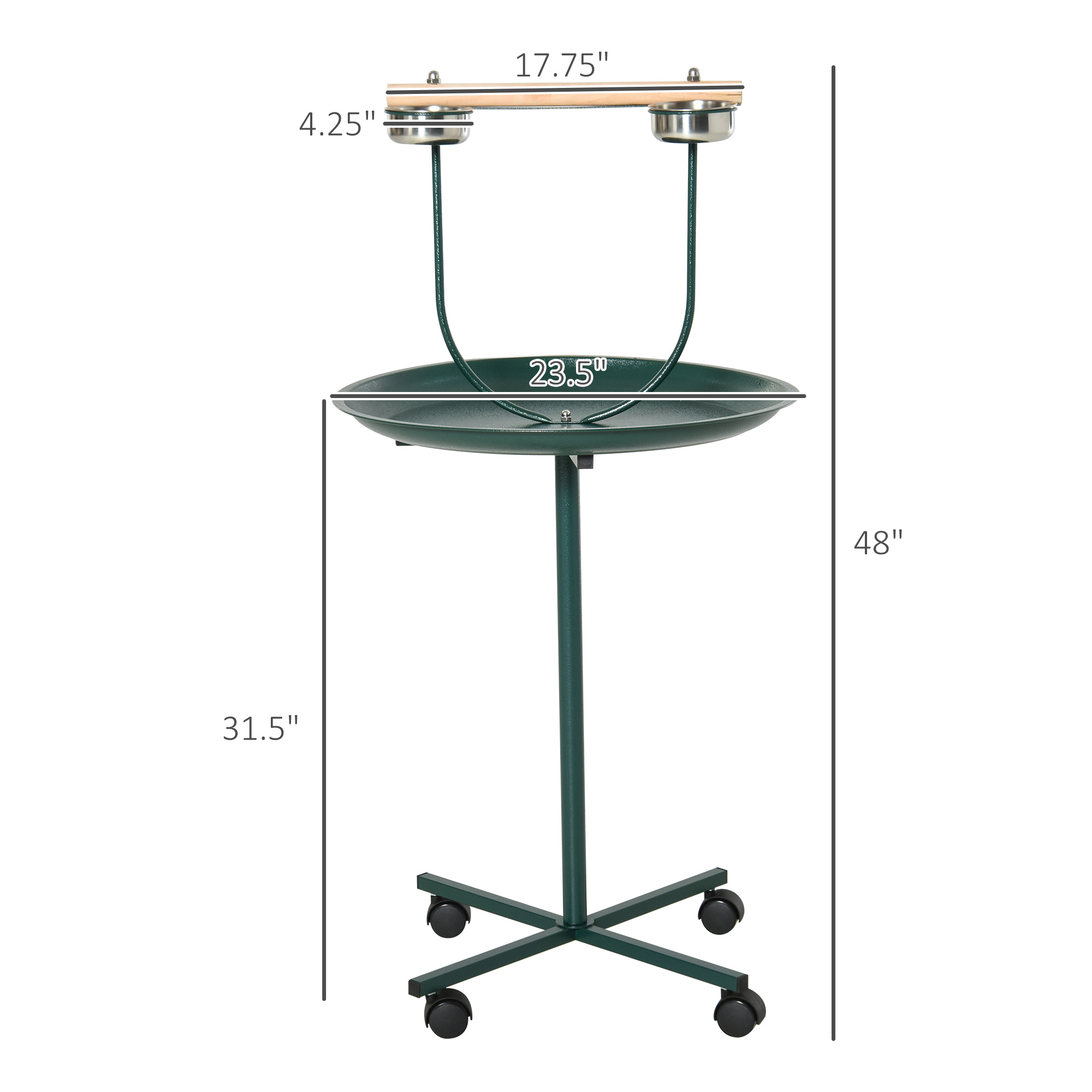 48" Rolling T-Stand Bird Training Activity Playground With Perch_voghion.com