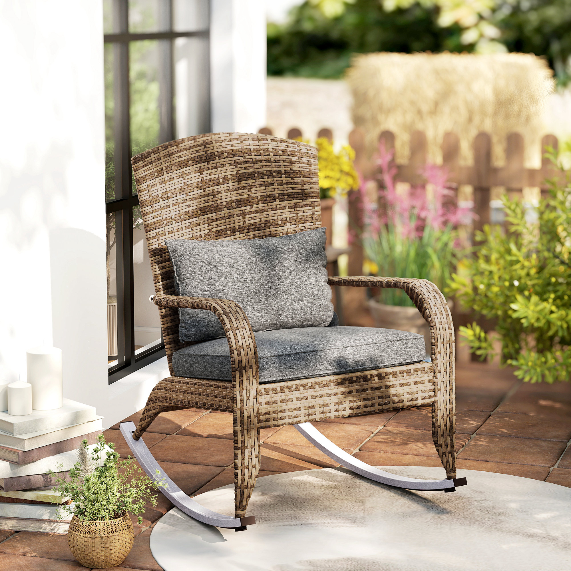 Wicker Adirondack Rocking Chair