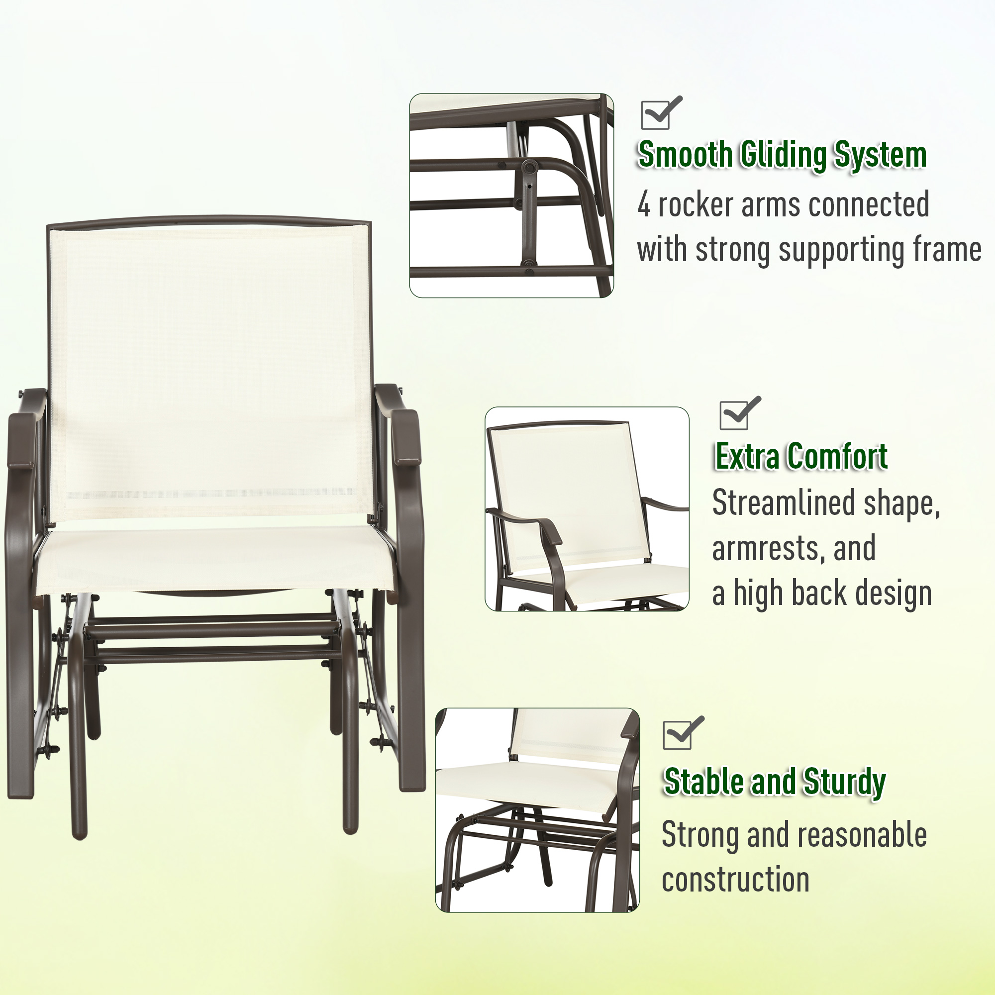 3 Piece Outdoor Glider Chair Set, picture 4 of 4