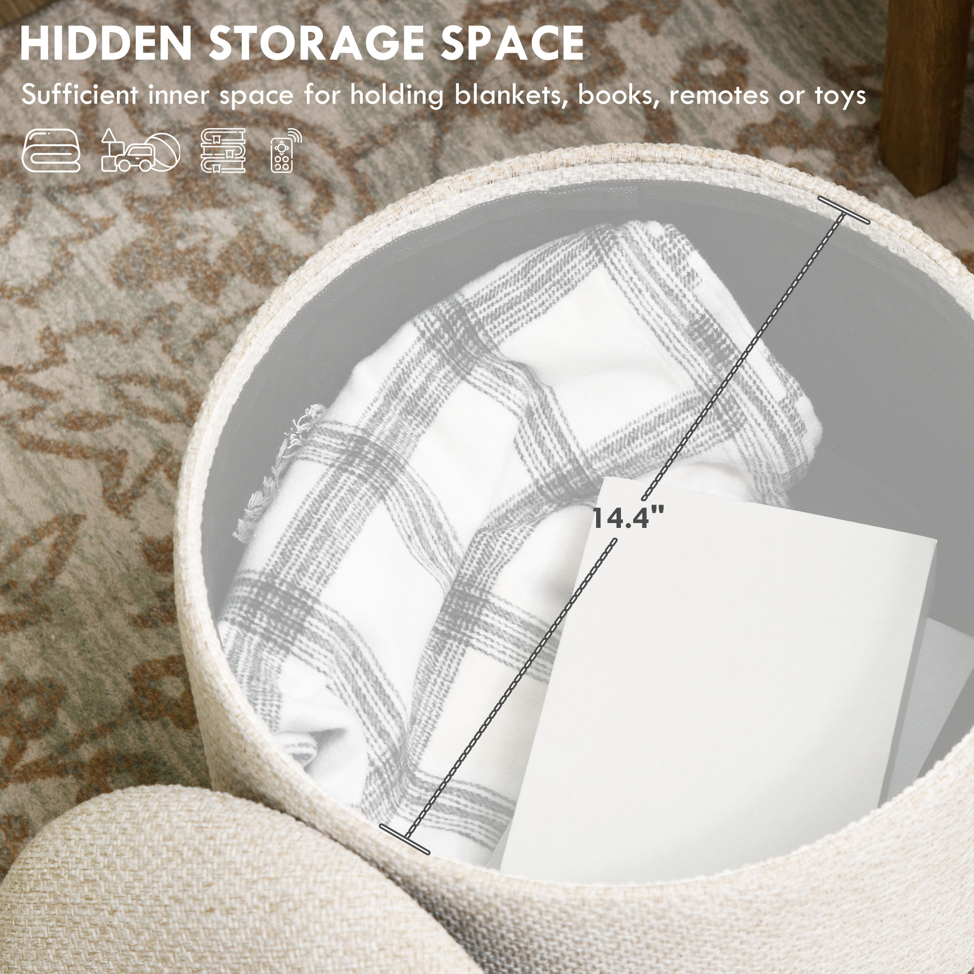 Round Storage Ottoman, picture 3 of 4