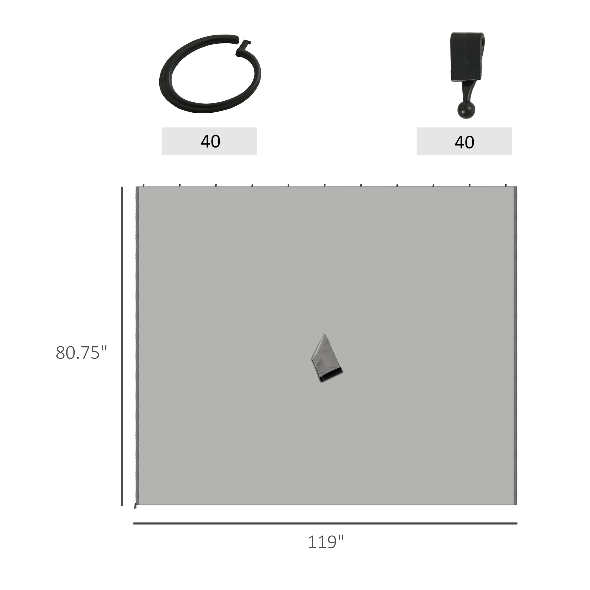 9.84' X 9.84' Gazebo Sidewall Set With Hooks/C-Rings, Gray