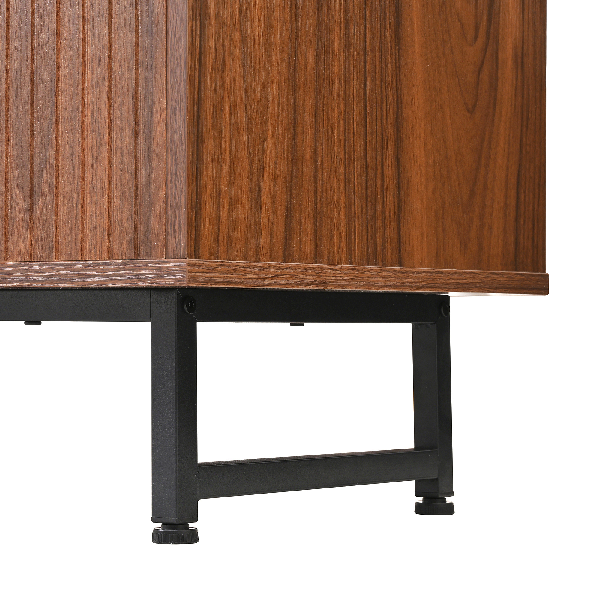 Mid-Century Modern Walnut Sideboard Buffet Cabinet, 59X16X33 Inches Geometric Carved Storage Cabinet With Metal Legs, Multi-Purpose Credenza For Living Room, Dining Room, Entryway 3f93561e Be5a 4b9a B511 209437c04394
