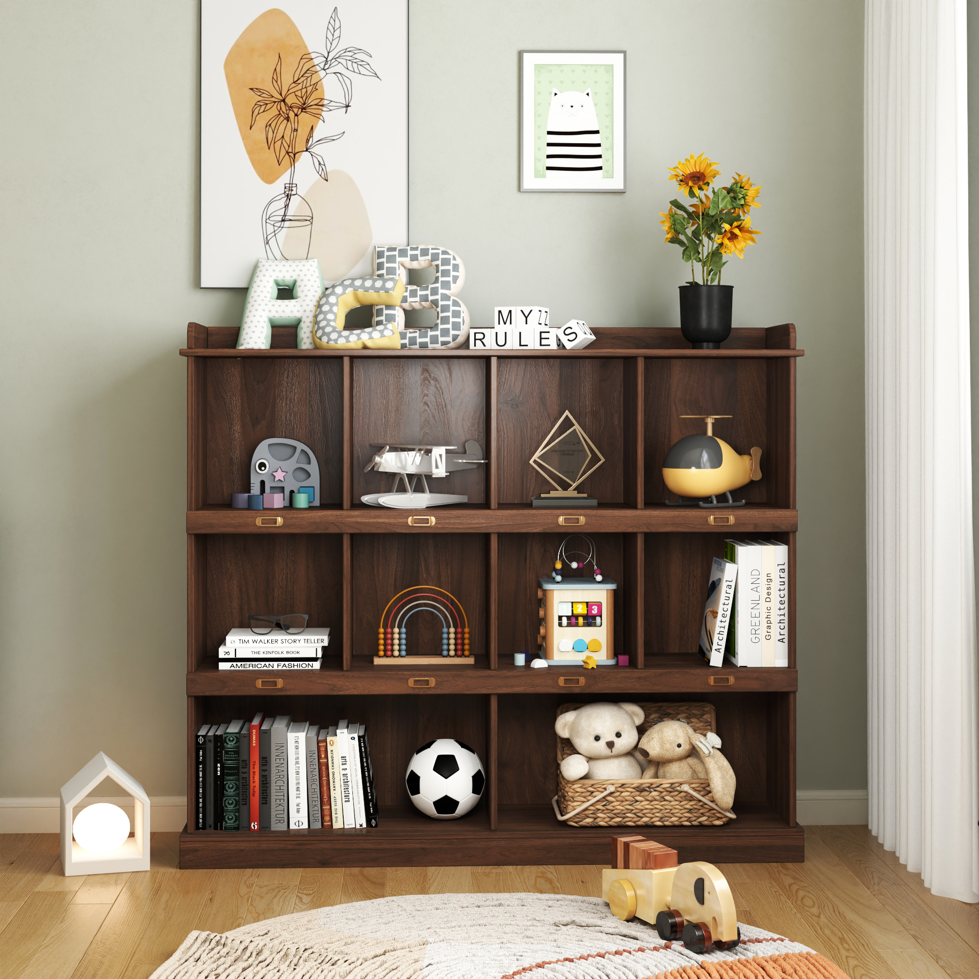10-shelf Bookcase,WalnutVuirawF_voghion.com