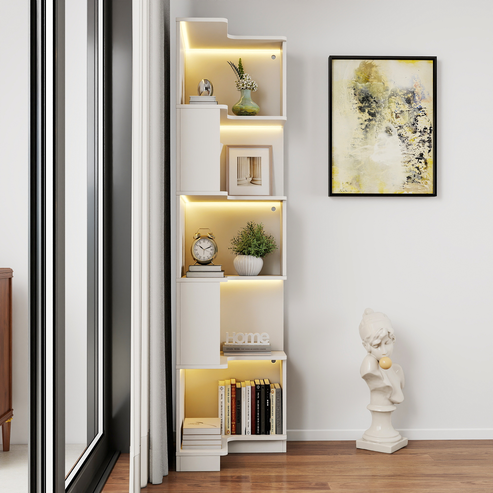 Corner Book Shelf β 5 Tier Corner Bookshelf Bookcase with Baffle β photo 2