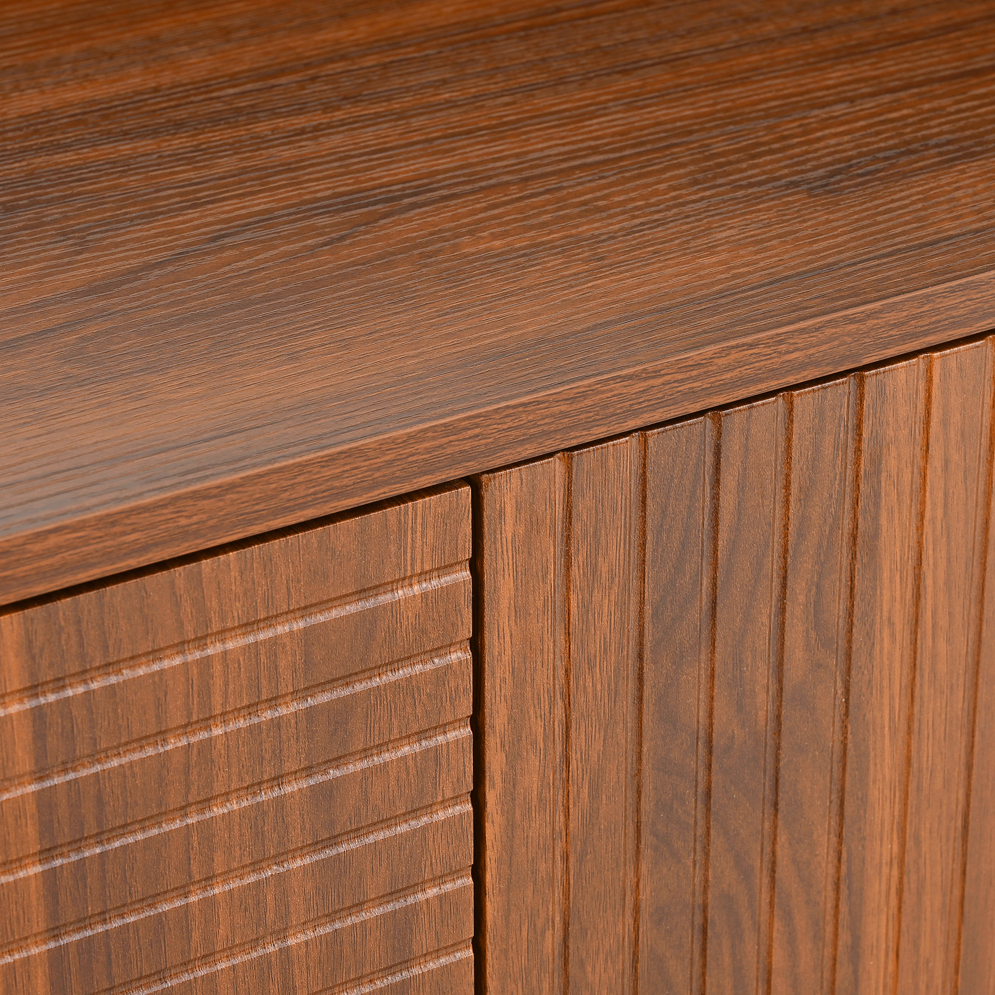 Mid-Century Modern Walnut Sideboard Buffet Cabinet, 59X16X33 Inches Geometric Carved Storage Cabinet With Metal Legs, Multi-Purpose Credenza For Living Room, Dining Room, Entryway 917c4f63 296d 4bb5 Bd28 949a858bc44c