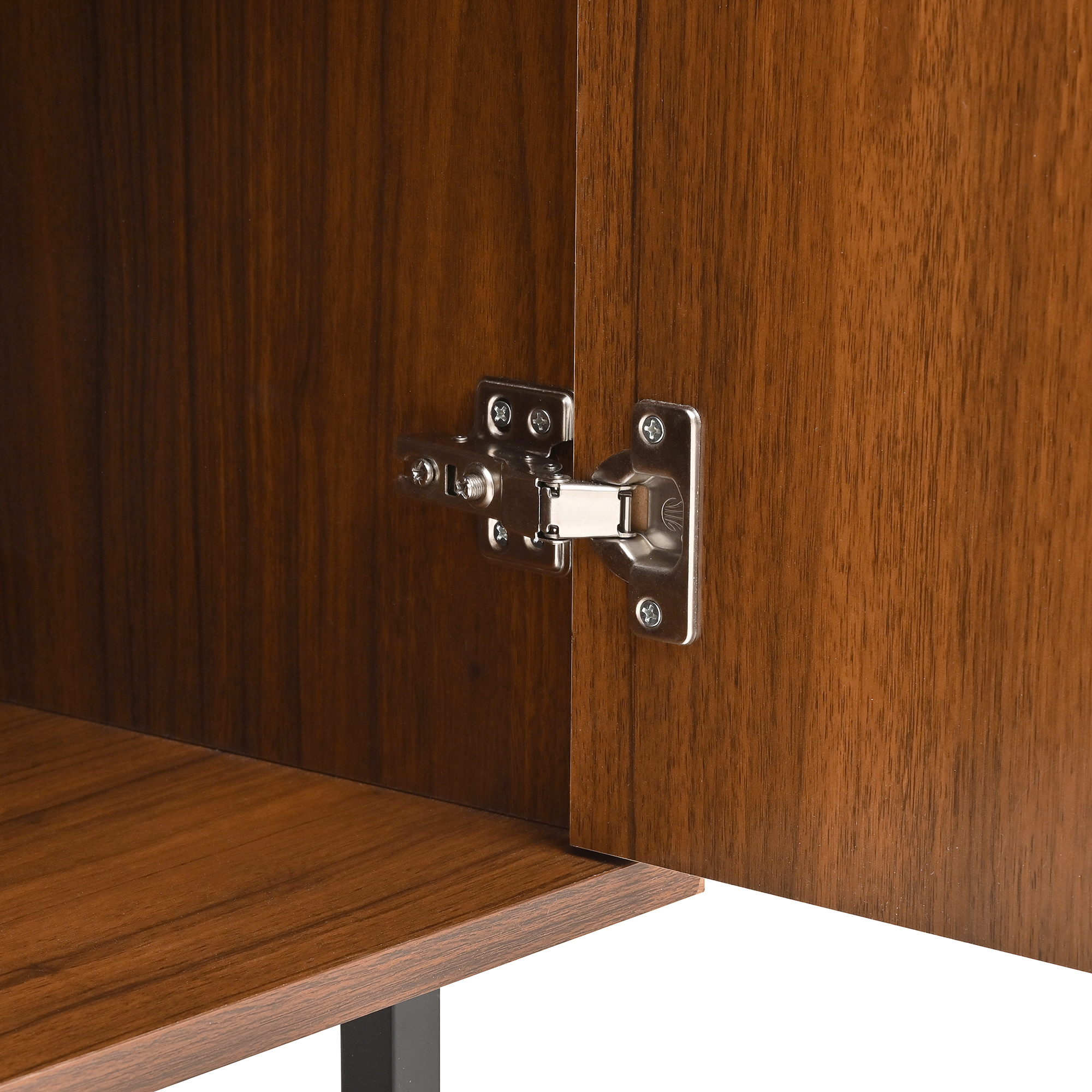 Mid-Century Modern Walnut Sideboard Buffet Cabinet, 59X16X33 Inches Geometric Carved Storage Cabinet With Metal Legs, Multi-Purpose Credenza For Living Room, Dining Room, Entryway A95ccb33 7426 4887 833f Dff800e38b58