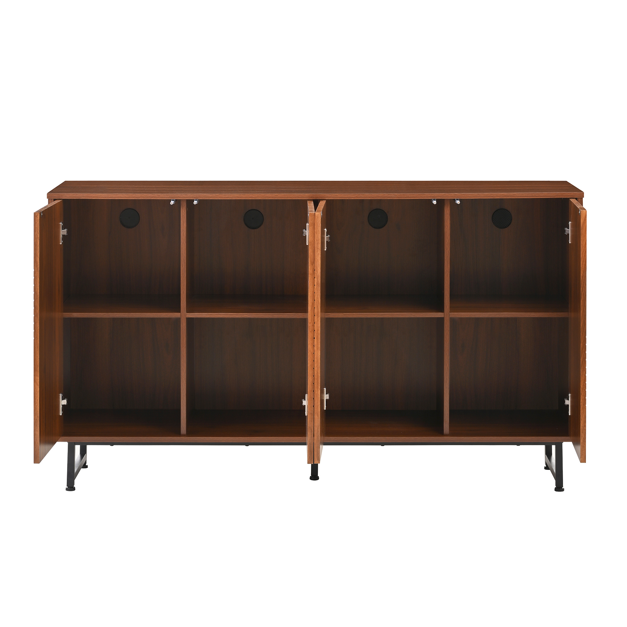 Mid-Century Modern Walnut Sideboard Buffet Cabinet, 59X16X33 Inches Geometric Carved Storage Cabinet With Metal Legs, Multi-Purpose Credenza For Living Room, Dining Room, Entryway Ab4cd29b 9f4c 4b6a 93ec 9f6e8e62f773