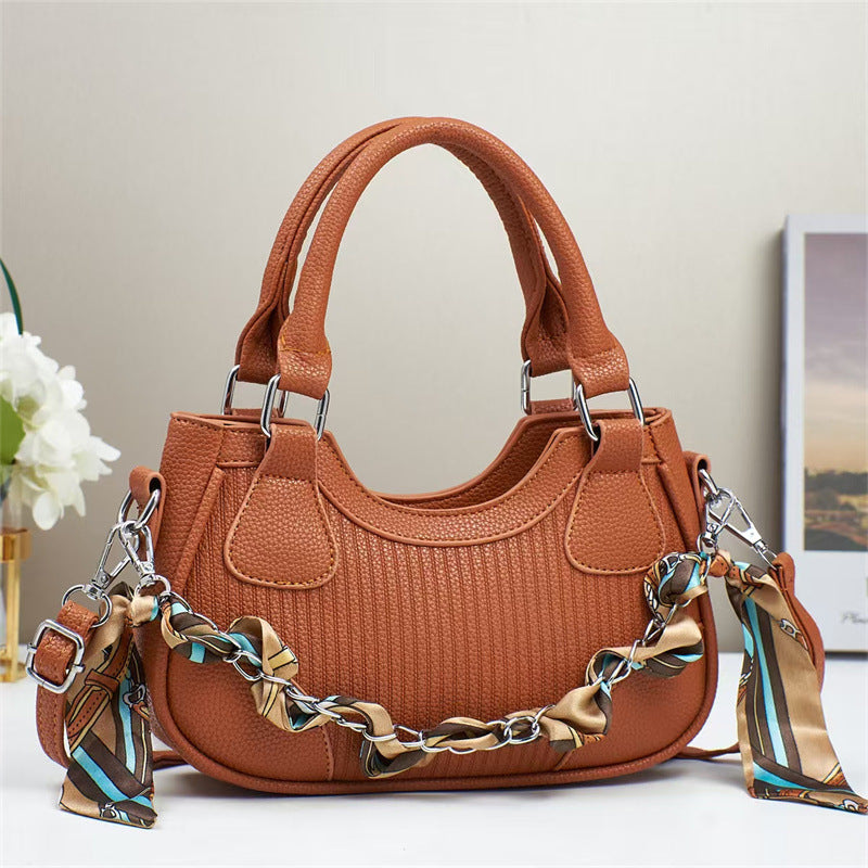 Elegant Braided Chain Handbag - Luxury Handmade Women's Crossbody Bag High-End Shoulder Bag With Polyester Lining