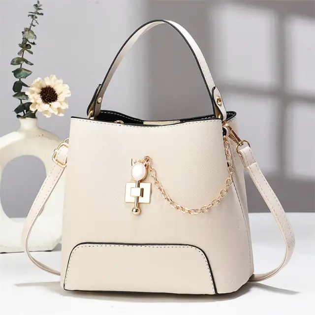 Classy Bucket Bag Women Pu Leather Shoulder Women Bag Handbag Stylish Women Sling Bag Shoulder Ladies Beige - Shop at LoveMi