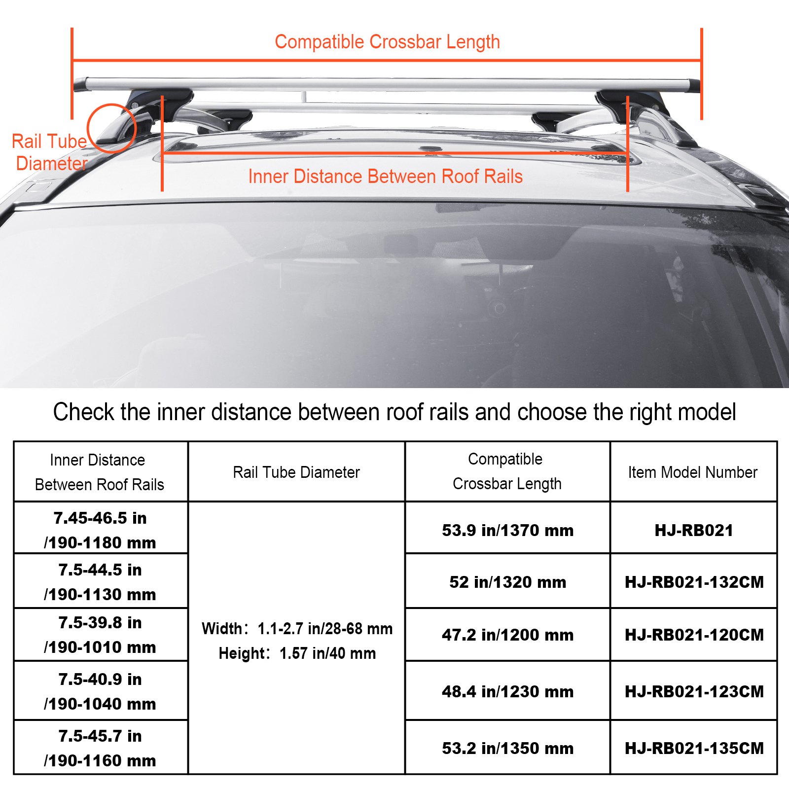 Universal Roof Rack Crossbar 119.9 Cm Length For Vehicle W/ Raised Side Rail — image 4