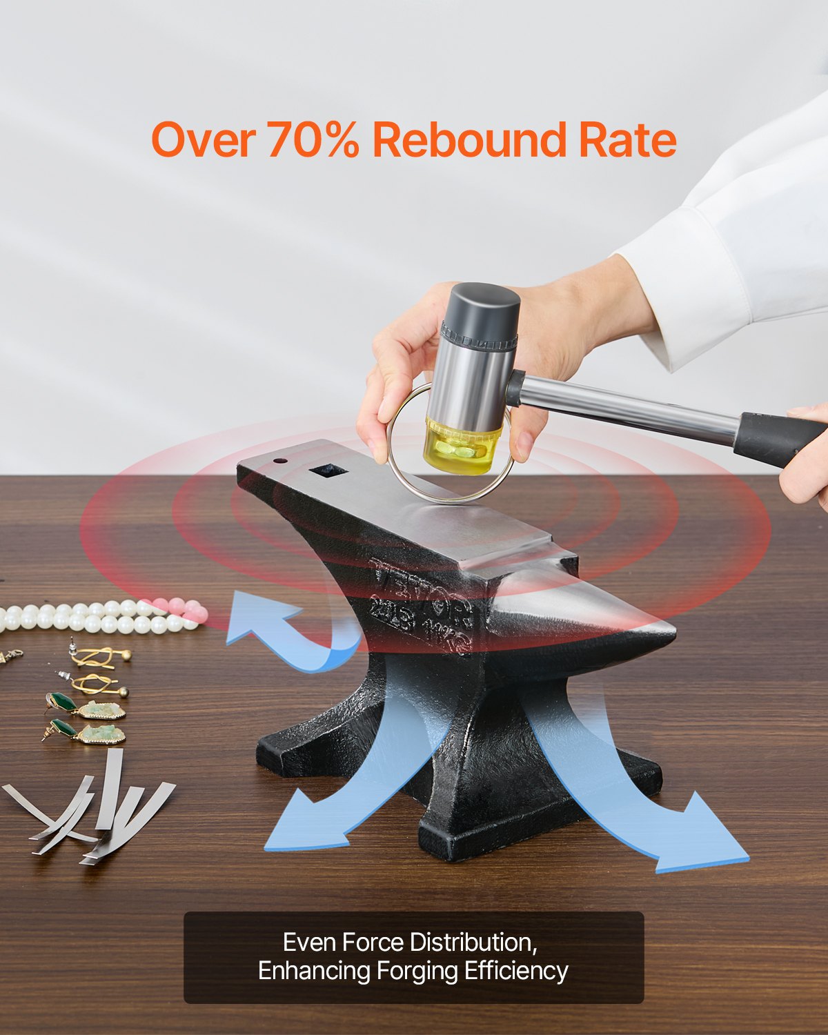 Single Horn Anvil, 25lbs Cast Steel High Hardness Rugged Round For Blacksmiths — image 3