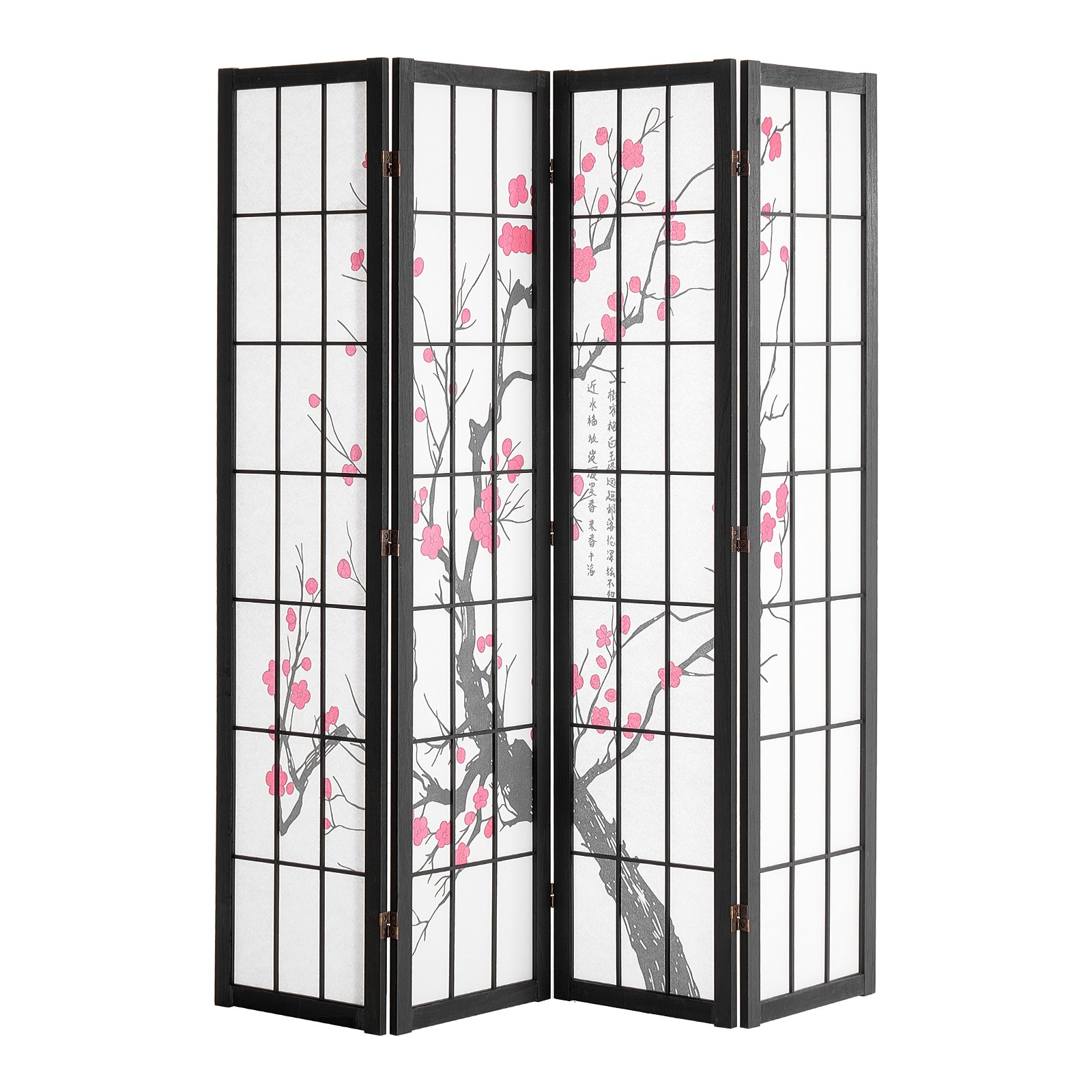 Room Divider, 4 Panel Japanese Screen, Wood Folding Privacy Indoor, Partition