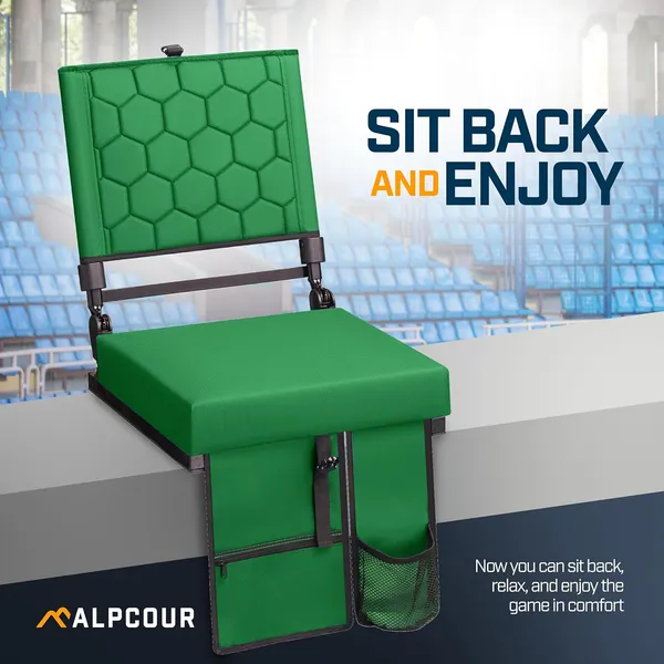 Alpcour Folding Reclining Stadium Seat With Back Support For Bleachers
