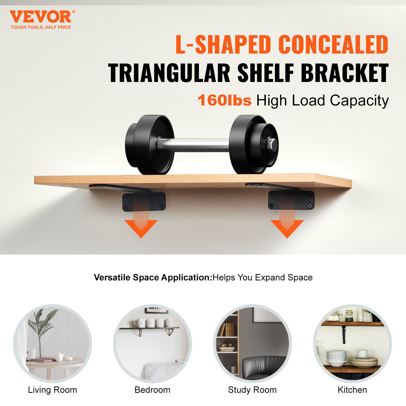 Shelf Bracket, 10”L X 4”W X 1.6”H, 6 Pcs Heavy Duty Floating Brackets — image 2
