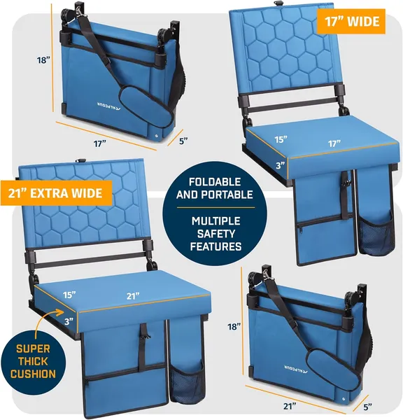 Alpcour Folding Reclining Stadium Seat With Back Support For Bleachers - Image 2