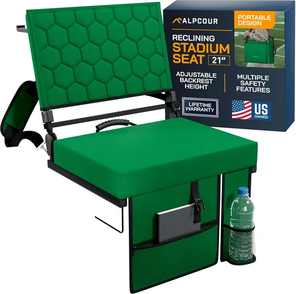 Alpcour Folding Reclining Stadium Seat With Back Support For Bleachers