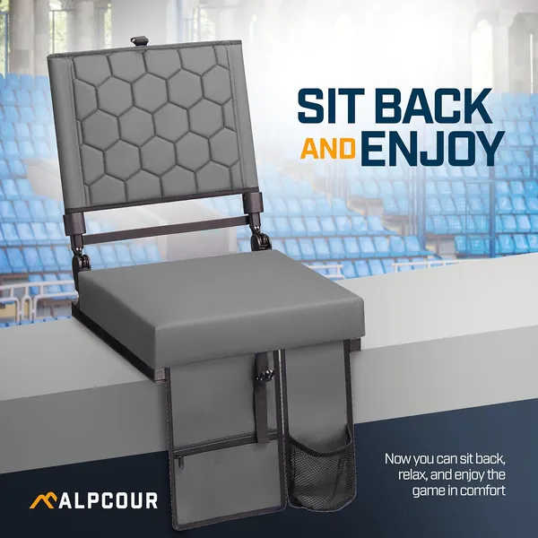 Alpcour Folding Reclining Stadium Seat With Back Support For Bleachers_voghion.com