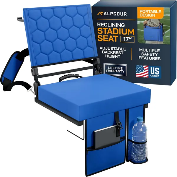 Alpcour Folding Reclining Stadium Seat With Back Support For Bleachers