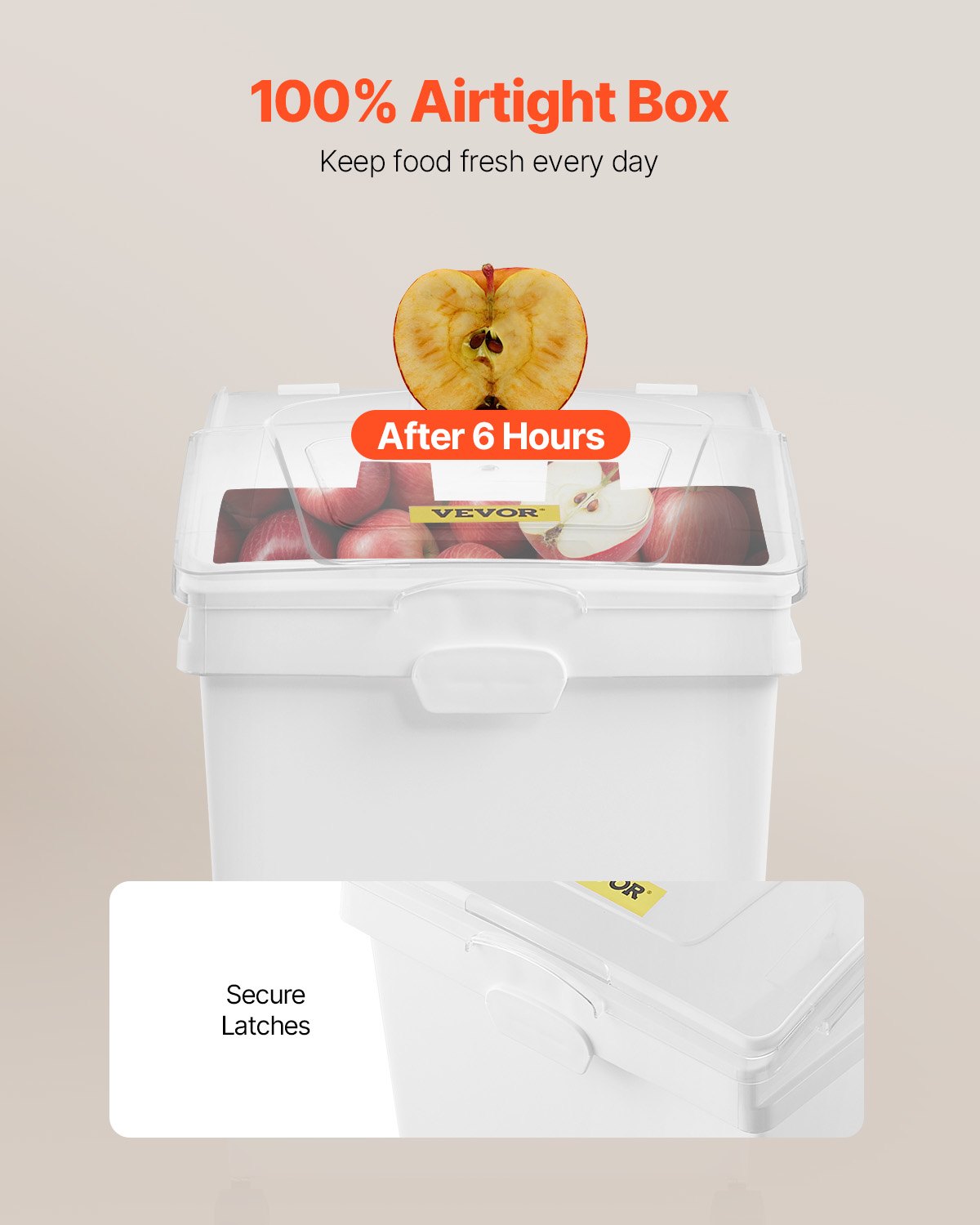 Ingredient Bin, 33.3 L Capacity Storage PP Material Flour Bins On Wheels, White
