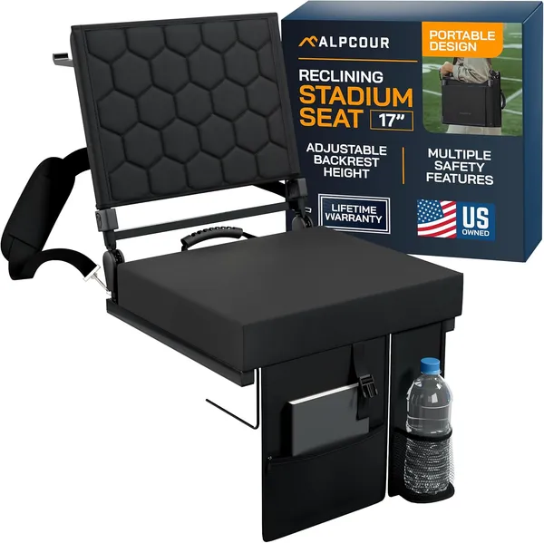 Alpcour Folding Reclining Stadium Seat With Back Support For Bleachers