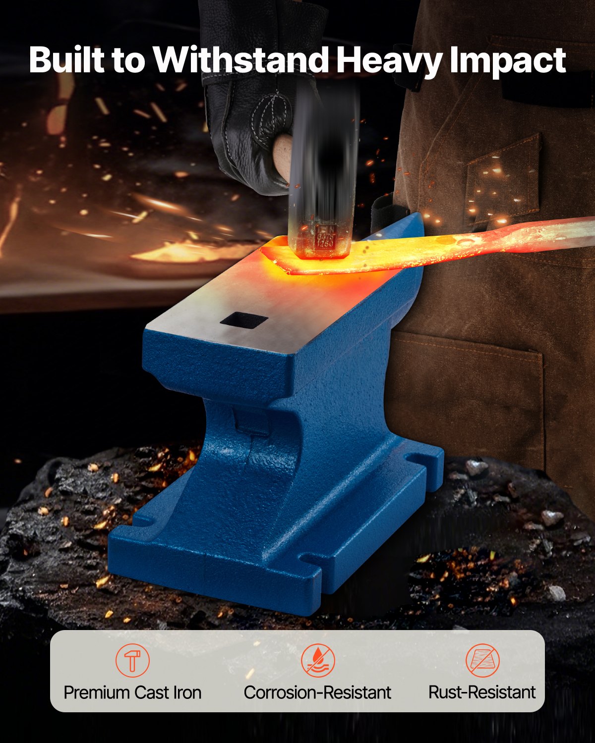 Single Horn Anvil 55Lbs, Cast Iron Blacksmith Withstands Heavy Blows,Anvil — image 5