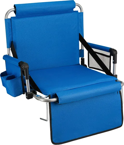 Alpcour Stadium Seat - Foldable, Padded Bleacher Chair With Backrest, Armrest, Pockets, & Cup Holder