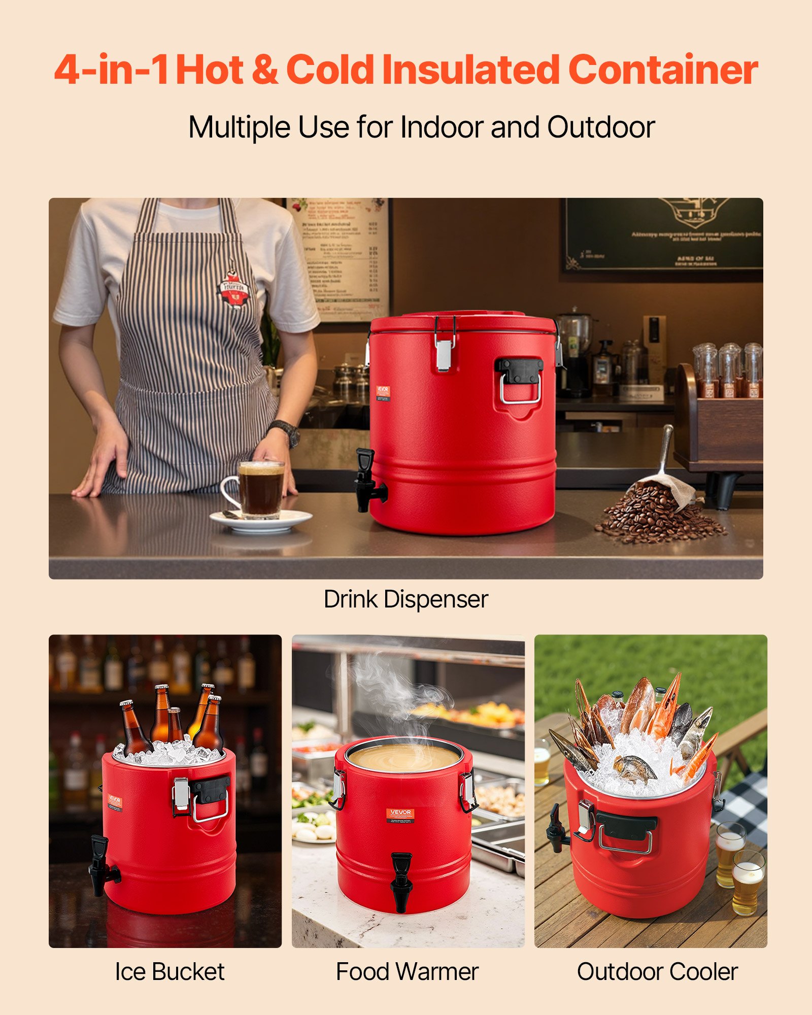 Insulated Beverage Dispenser, 8 Gal/30.3L Thermal And Cold Drink Server — image 3