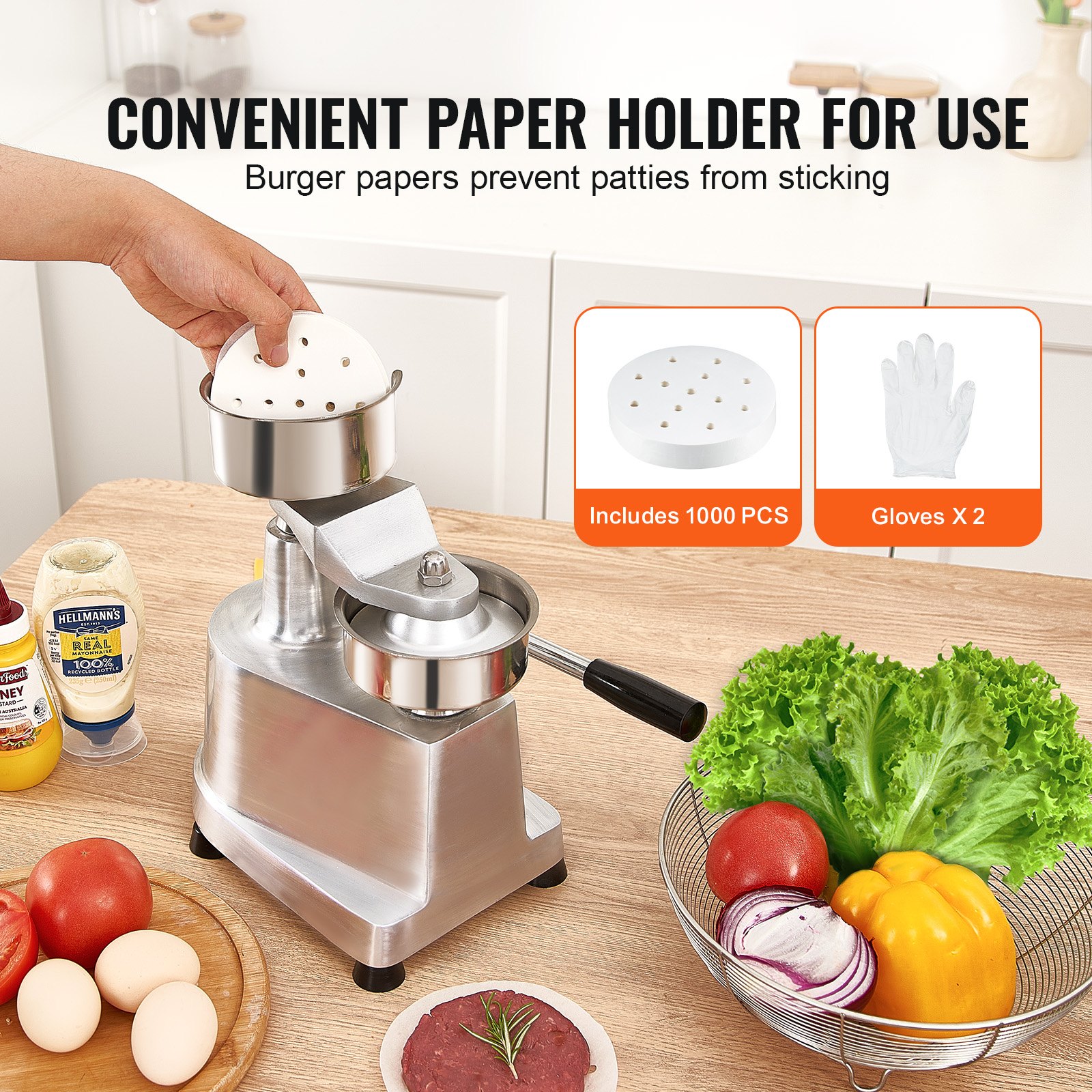 Commercial Burger Patty Maker, 100mm/4inch Hamburger Beef Heavy Duty Food-Grade