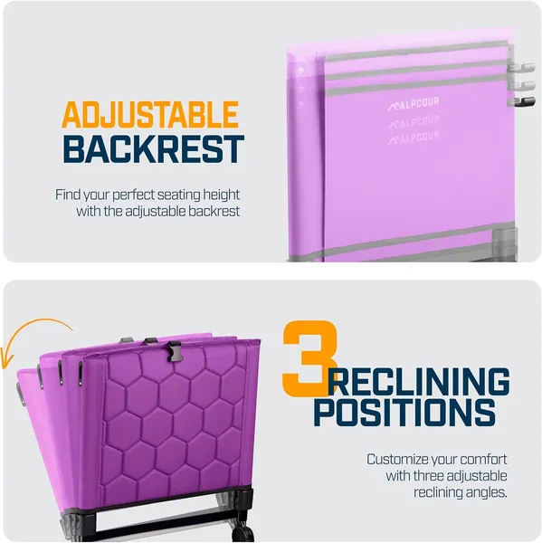 Alpcour Folding Reclining Stadium Seat With Back Support For Bleachers