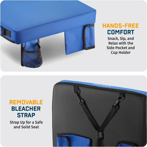 Extra Thick Portable Stadium Seat Cushion – 21-Inch Wide Bleacher Pad with Storage Pocket for Sports Games & Outdoor Events