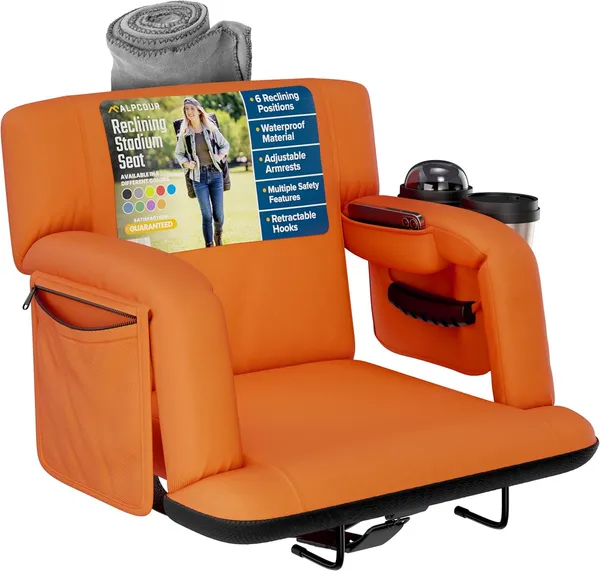 Alpcour Premium Reclining Stadium Seat For Bleachers With Back Support