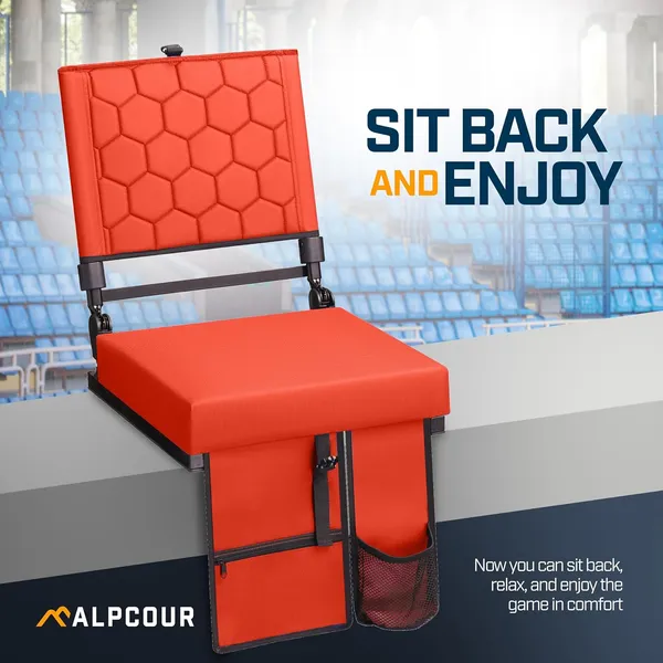 Alpcour Folding Reclining Stadium Seat With Back Support For Bleachers