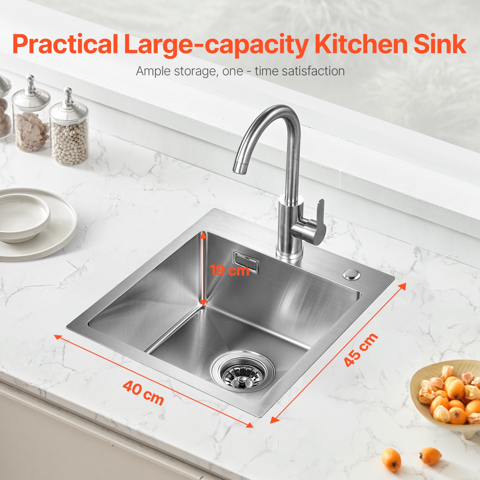 40cm Kitchen Sink Workstation, 304 Stainless Steel Top Mount Sinks, Drop-In — image 2