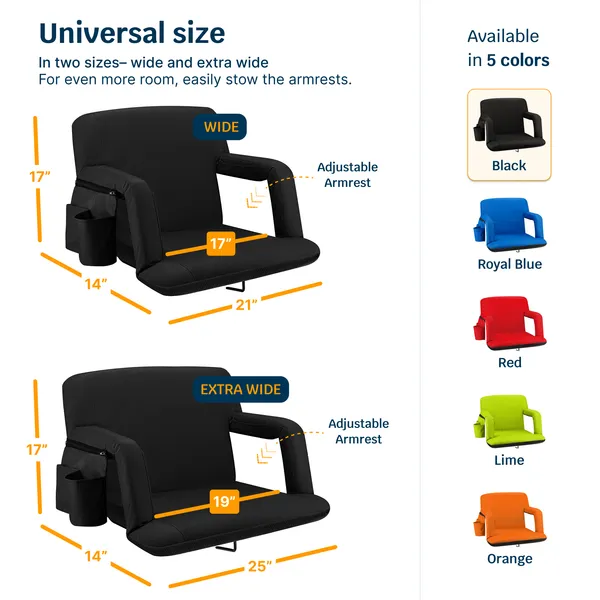 Alpcour Reclining Stadium Seat - Waterproof Foldable Camping Chair With Extra Thick Padding And Wide Back Support image 5