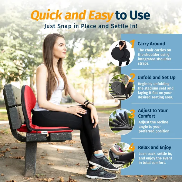 Alpcour Reclining Stadium Seat - Waterproof, 6-Position Comfort For Outdoor Use