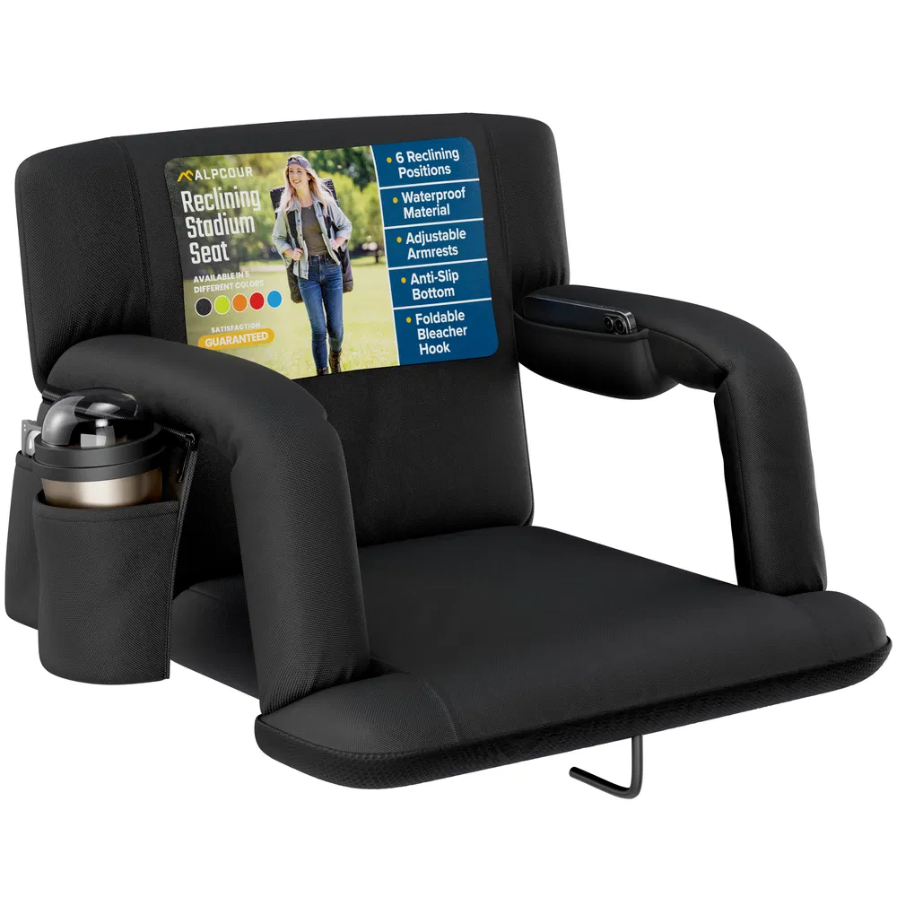 Alpcour Reclining Stadium Seat - Waterproof Foldable Camping Chair With Extra Thick Padding And Wide Back Support image 6
