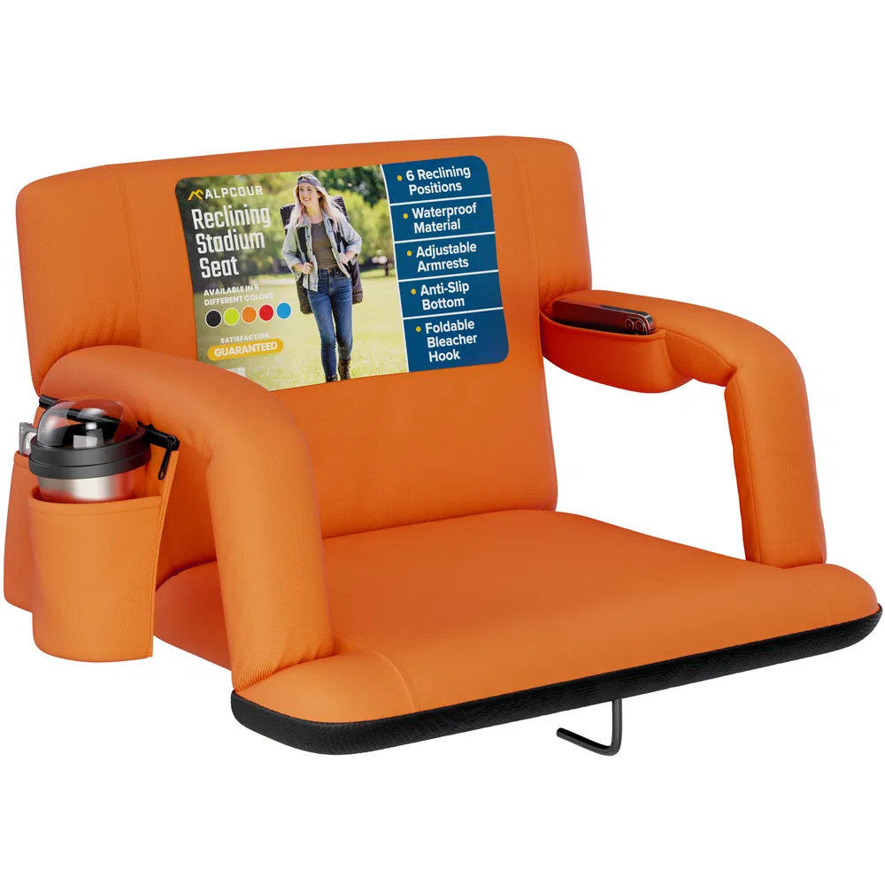 Alpcour Reclining Stadium Seat - Waterproof Foldable Camping Chair With Extra Thick Padding And Wide Back Support image 14